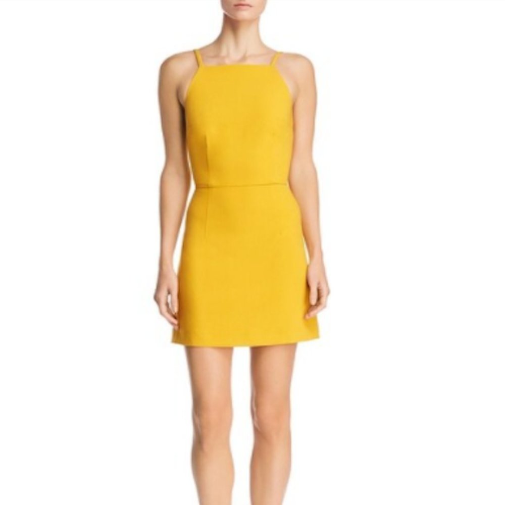 French Connection Yellow Whisper High Neck Dress